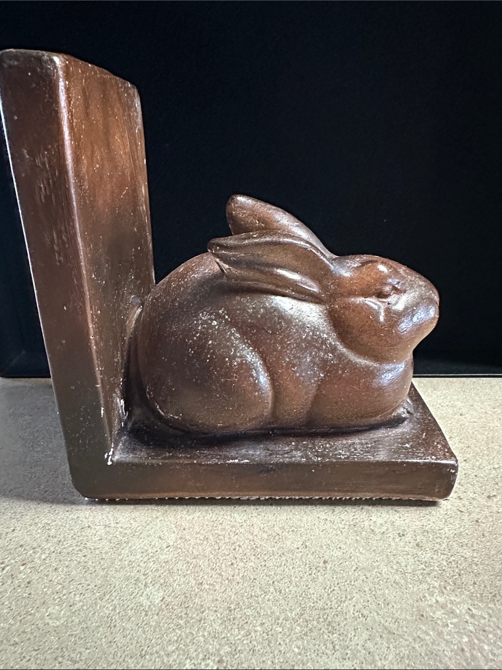 Vintage Arthur Court Brown Chalkware Rabbit Bookend